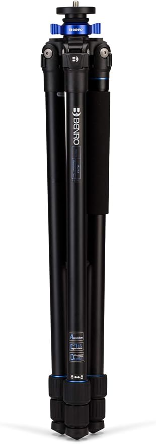 Benro Mach3 Aluminum Series 2 Tripod, 3 Section, Twist Lock Legs, Monopod Conversion, Twist Lock Legs, 15.2" Maximum Height, 26.5 lb. Load Capacity- Black (TMA27A) | Includes spiked feet, short column and case for travel, stability and storage - Image 6