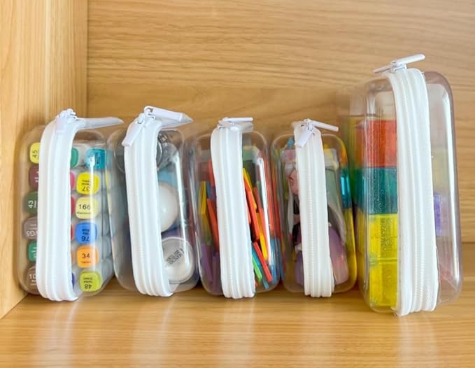 Clear Hard Shell Zipper Case Pencil Case Pouches for Cosmetic Storage Organizer(S+S) - Image 3