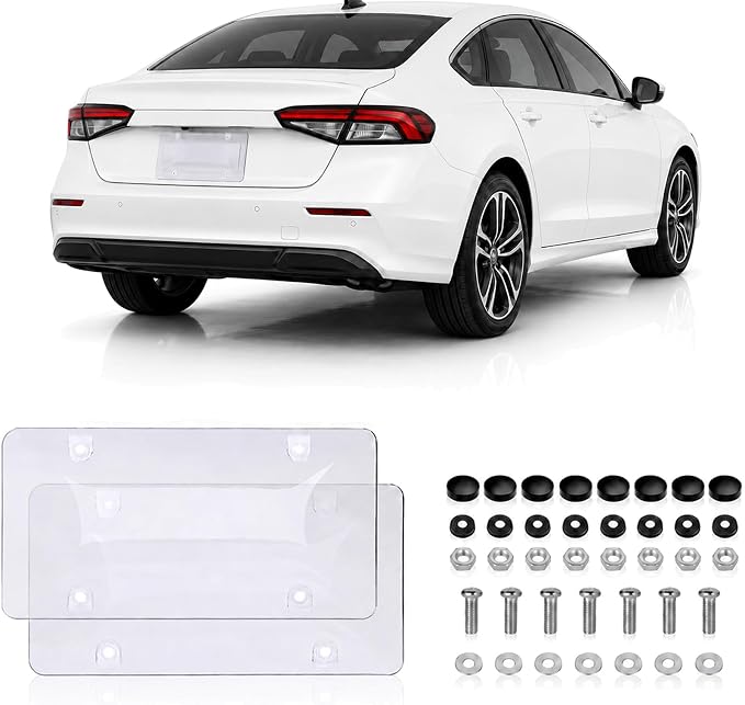 License Plate Camera Blocker, Transparent License Plate Cover Paired with A Silicone Licenses Plates Frame, Easy to Install, Suitable for Front and Rear Licenses Plates (Transparent-A) by Unknown