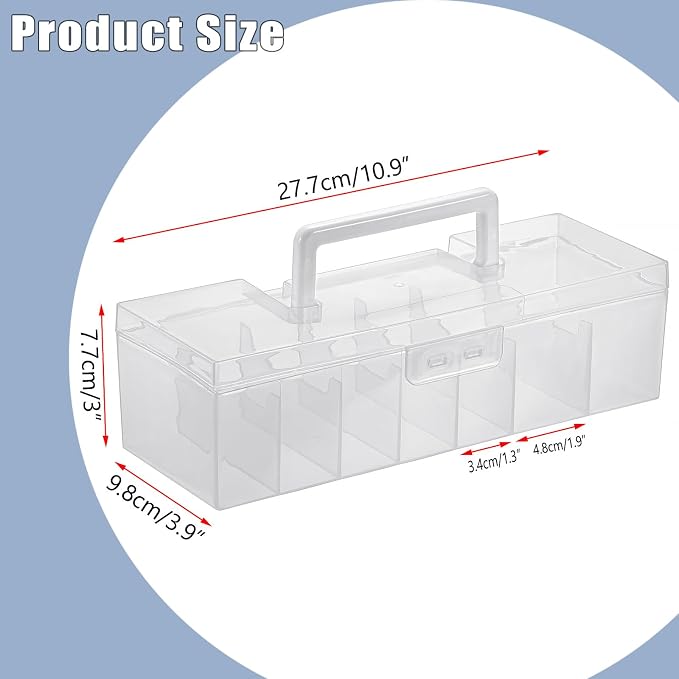 OwnMy 1PCS Plastic Trading Card Storage Box Clear Baseball Card Storage Box | Portable Baseball Card Organizer Box for Football Sports MTG TCG Cards, Clear Plastic Trading Card Storage Case with Dividers - Image 2