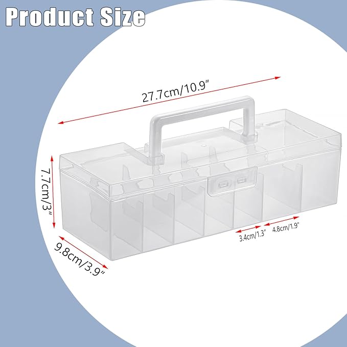 OwnMy 2PCS Plastic Trading Card Storage Boxes Baseball Card Storage Boxes | Portable Baseball Card Organizer Boxes for Football Sports MTG TCG Cards, Clear Trading Card Storage Cases with Dividers - Image 2