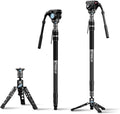 SIRUI SVM-165 Carbon Fiber Camera Monopod with Feet, 68.7" Professional Lightweight Travel Monopod with Fluid Video Head for DSLR Camera, One-Step Height Adjustment, Modular, Max Load 22lbs by SIRUI