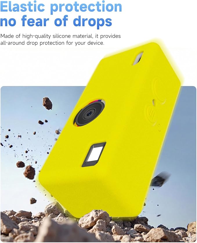 Silicone Case for Kodak CHARMERA Keychain Digital Blind Box accessories,Soft Silicone Protective Case,Comes with Screen Protectors and Wrist Strap - Yellow - Image 6