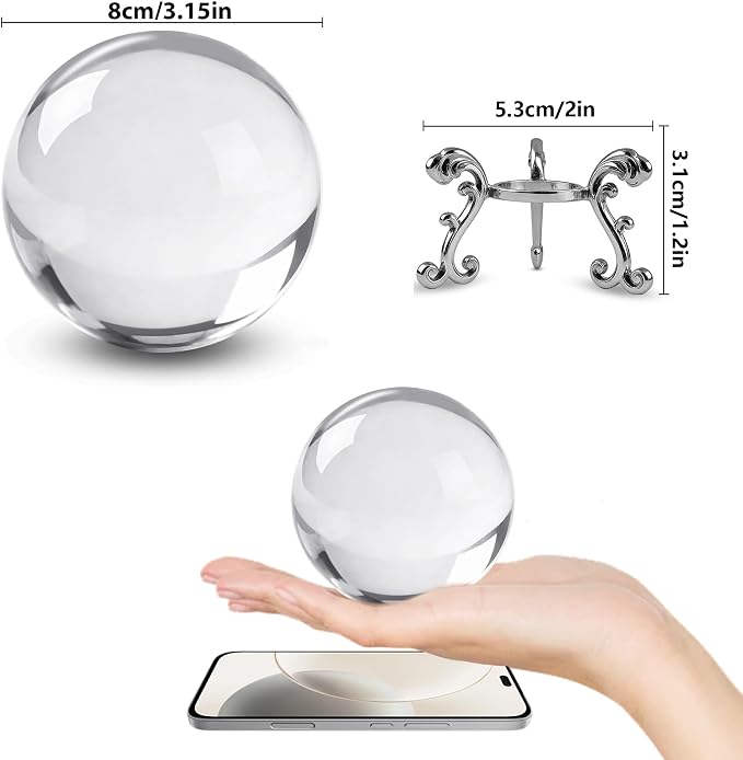 ZEERSHEE 3.1in Crystal Ball with Stand, Photography Prop for Decor | Premium K9 crystal Polished for exceptional clarity Includes display stand and gift box Ready to display - Image 3