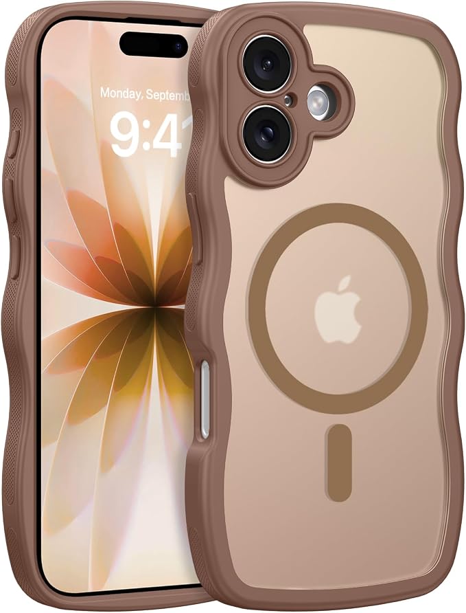 BENTOBEN Magnetic for iPhone 17 Case, Cute Wavy Full Camera Protection [Compatible with MagSafe] Translucent Matte Anti-Slip Bumper Women Girls Boys Protective Cover for 17 6.3", Desert Titanium by BENTOBEN