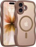 BENTOBEN Magnetic for iPhone 17 Case, Cute Wavy Full Camera Protection [Compatible with MagSafe] Translucent Matte Anti-Slip Bumper Women Girls Boys Protective Cover for 17 6.3", Desert Titanium by BENTOBEN