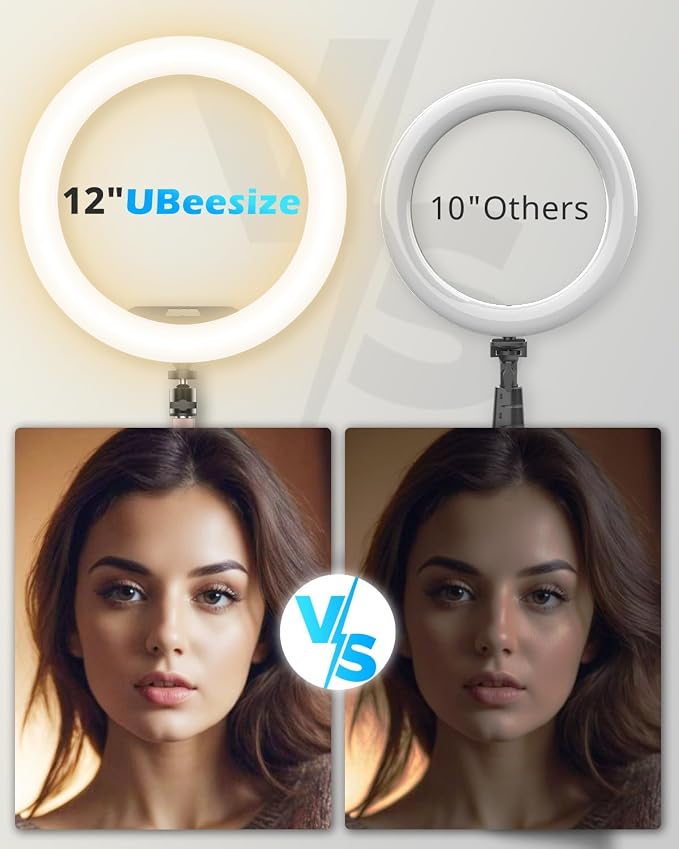 UBeesize 12" Desk Ring Light with Stand and Phone Holder, Overhead Phone Mount for Video Recording, Zoom Meeting, Live Streaming, Tiktok, YouTube，Compatible with iPhone, Android, Cameras - Image 3