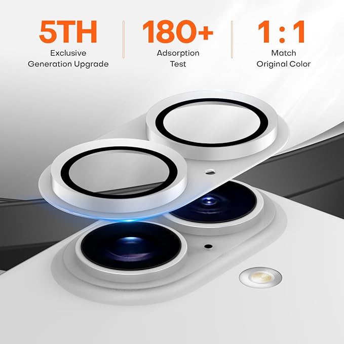 for iPhone 16/16 Plus/iPhone 17 Camera Lens Protector- White | Aluminum Alloy, Tempered Glass Camera Cover, Nano Reinforced Adhesive, Accessories, Anti-Drop, Anti-Scratch, Case Friendly - Image 3