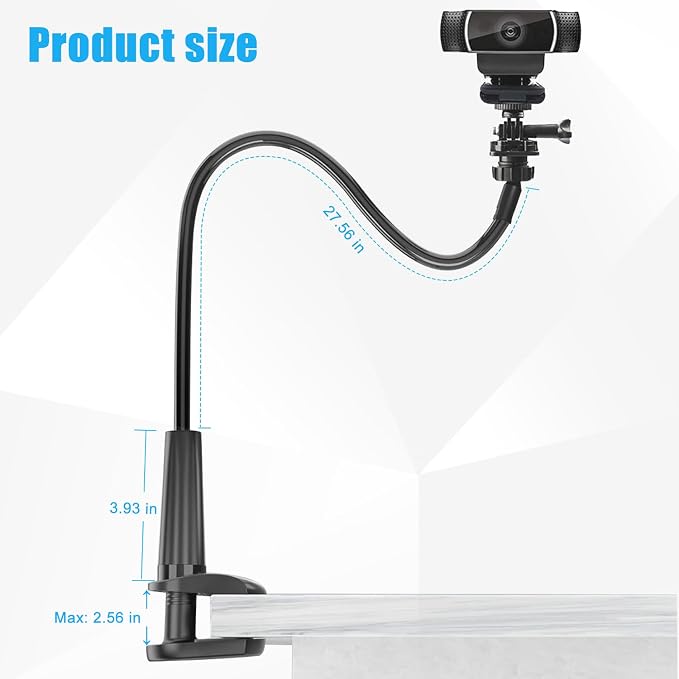 Webcam Stand for Desk, Flexible Gooseneck Webcam Mount Holder Arm with Phone Holder, Web Cam Stand Computer Camera Desk Mount for Logitech C922 C930e C920S C920 C615 C960 C920x BRIO 4K NexiGo N60 - Image 3