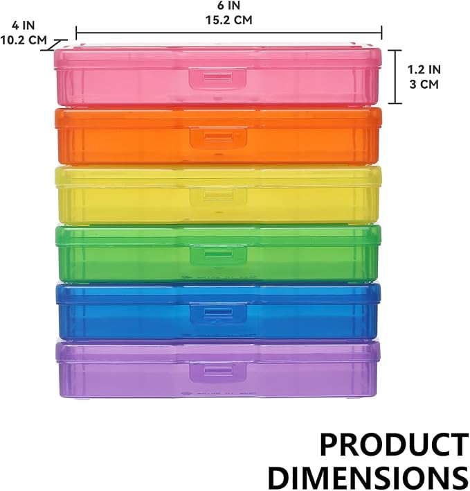 novelinks 6 Pcs 4"x6" Plastic Photo Storage Boxes with Tray (Color 3Pack) | Photo Organizers and Storage, Task Boxes for Special Education, Flash Card Holder, 4x6 Index Card Holder, Picture Boxes - Image 2