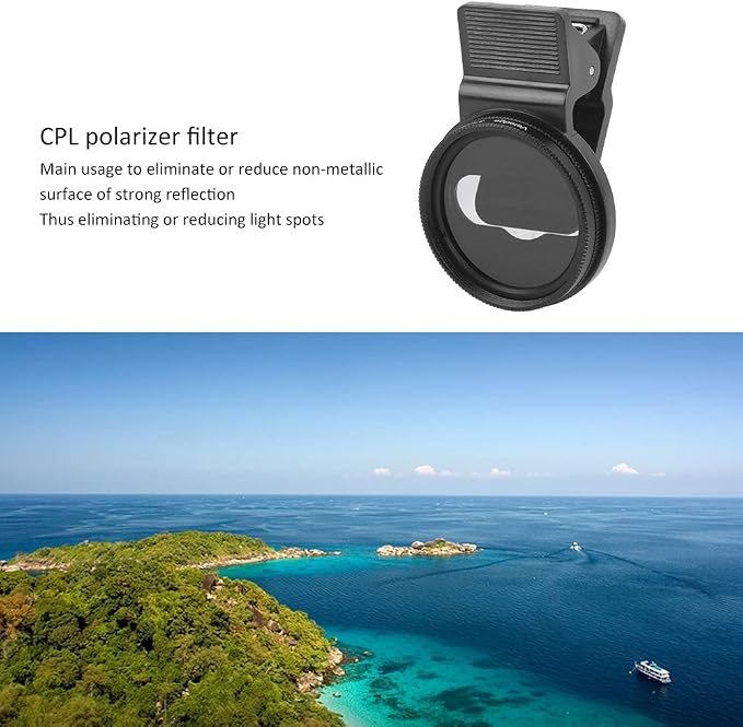 37mm CPL Polarizing Lens Filter, Portable Polarizer Camera Lens，Mobile Phone Clip Designed,Polarizer Lens Filter Improve Color Saturation and Contrast,for Eliminating or Reducing Light Spots - Image 2