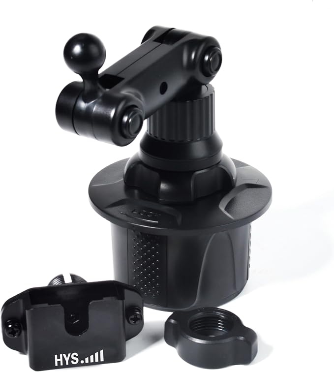 HYS Universal Adjustable Angle Car Cup Holder for Handheld CB Radio/Scanner/Shoulder Speaker Microphone, HT/Mobile CB Remote Speaker mic/Ham CB Radio W/Round Knob/Belt Clip Holder Mount - Image 7