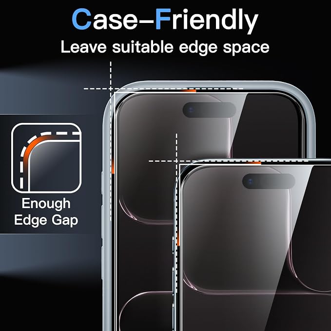 JETech Screen Protector for iPhone Air, 2+2 Pack | with Camera Lens Protector, HD Clear Tempered Glass, Anti-Scratch Protection, Easy Installation Tool - Image 7