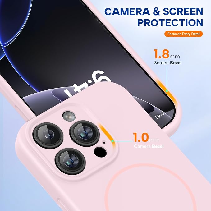 miracase Magnetic for iPhone 16 Pro Case, [Soft Anti-Scratch Microfiber Lining], Compatible with MagSafe, Liquid Silicone Case Shockproof Drop Protection Phone Case for 16 Pro,Sand Pink | Compatible with MagSafe, Soft Microfiber Lining, Liquid Silicone... - Image 6