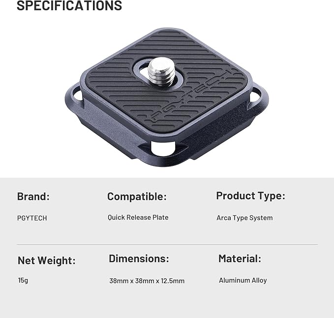 PGYTECH Arca-Type Quick Release Camera Plate Parts Replacement Switch Between Tripod, Monopod, Slider Arca Swiss Compatible | Replacement Switch Between Tripod, Monopod, Slider Arca Swiss Compatible - Image 7