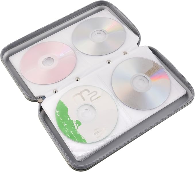 alavisxf xx CD Holder, 72 Capacity Hard Plastic Storage Case for Car | CD DVD Case, Portable Hand Strap, Zipper Closure, Anti-Slip Sleeves, Disc Storage Organizer, for Home Office Travel - Image 3