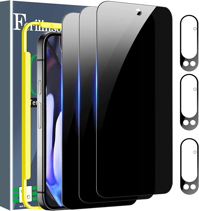 Ferilinso Privacy Screen Protector for Google Pixel 9 Pro XL,Tempered Glass | 3 Pack, 9H Hardness, Military-Grade Shatterproof, Case Friendly, Easy Installation Bubble Free, with Camera Lens Protector by Ferilinso