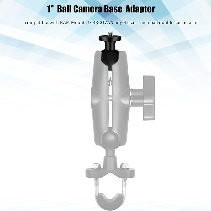 Niewalda 1" Ball Mount Adapter with 1/4" Threaded Stud, 2-Pack, Aluminum | CNC Aluminum Alloy Camera Mount for Insta360 X3 X2 GoPro DJI OSMO, Double Socket Arm Compatible Action Cam Attachments - Image 4