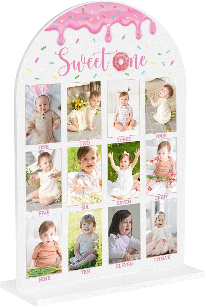 My First Year Photo Board Baby Milestone Signs One Year of Baby Photo Board, Best Babies Keepsake 10x14 Inches Acrylic Sign Decor Fits 2" x 3" Photo A14 by WelcometoMgfyfghj