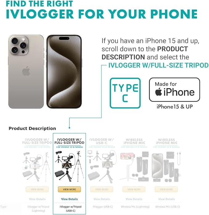 Movo iVlogger Vlogging Kit for iPhone with Fullsize Tripod - Lightning Compatible YouTube Starter Kit for Content Creators - Accessories: Tripods, Phone Mount, LED Light and Shotgun Mic - Image 5