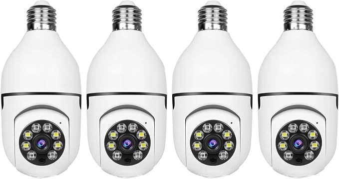 Light Bulb Security Camera -5G& 2.4GHz WiFi 2K Security Cameras Wireless Outdoor Motion Detection and Alarm,Two-Way Talk,Color Night Vision,Human Detection, Bulb Camera Compatible with Alexa 4Pack by WESECUU