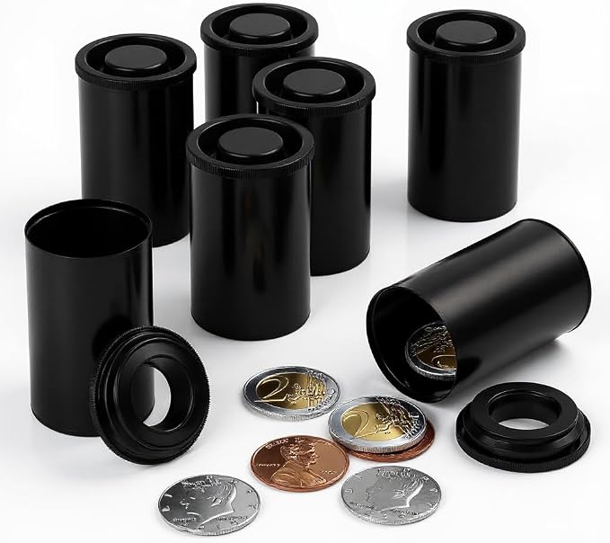Film Canisters With Caps, Coin Storage, 35mm Case, Black, 8oz, 60 Pack | Houseables Film Canisters, Container With Lids, Cannisters for Rockets, Empty Camera Reel Holder, Bottles, Plastic 2"x1" - Image 5
