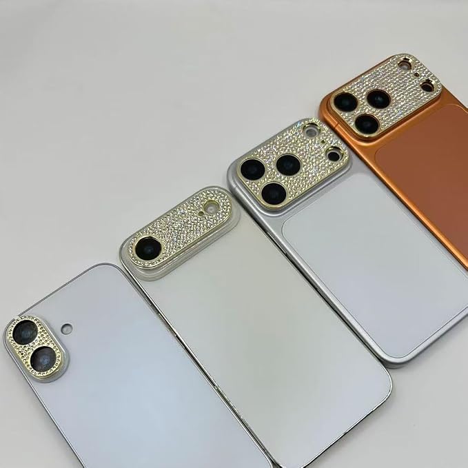 2 Pack Glitter Camera Lens Cover Protector for iPhone 17 Pro-Black，Metal Bling Diamond Camera Lens Cover Sticker Protector (for iPhone 17Pro-Black) - Image 4