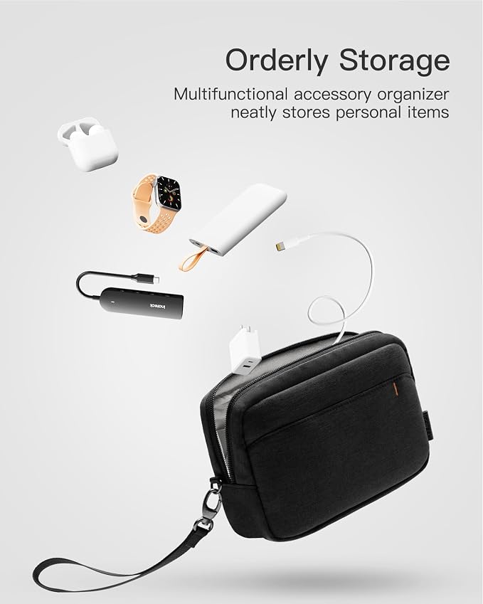 Inateck Electronics Organizer Travel Case, Water-resistant Cable Organizer Pouch, Multi-purpose Accessories Carry Case for Cord, Charger, Cables, Phone, USB Drive, Black, Small - Image 2