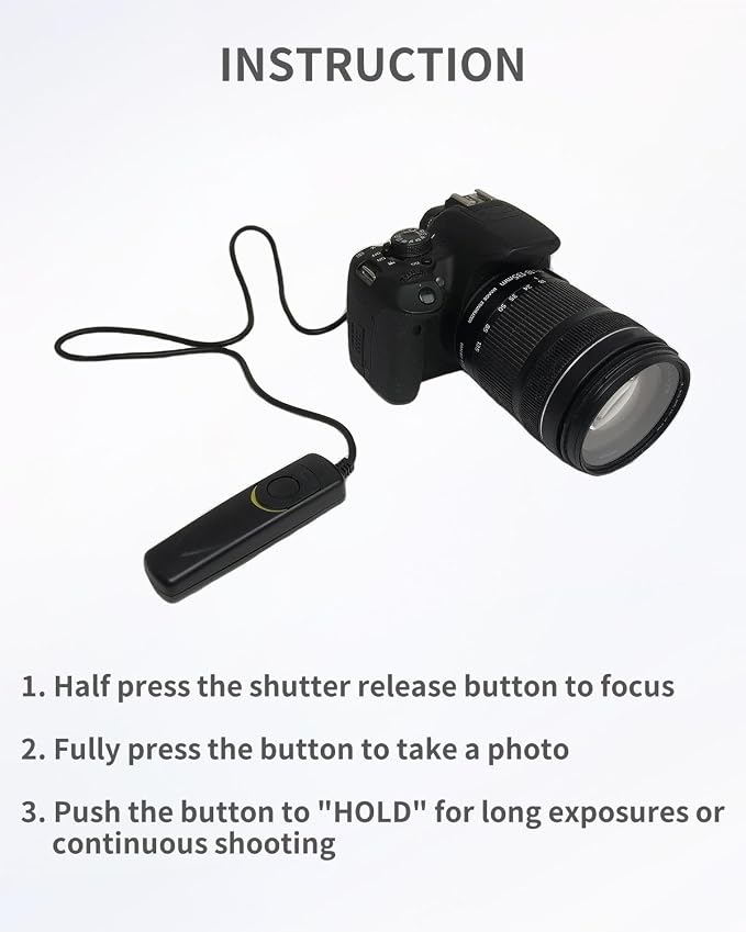 Remote Shutter Release Cable, Wired Remote Switch Cord Replacement RS-60E3 for Canon Rebel T7 T7i T6 T6i T6S T5 T5i T4i T3 T3i T2 60D 70D 77D 80D G16 G15 G12 G11 G10 G1X G1X Mark II G1X Mark III | for Canon Rebel T7 T7i T6 T6i T6S T5 T5i T4i T3 T3i T2 ... - Image 4