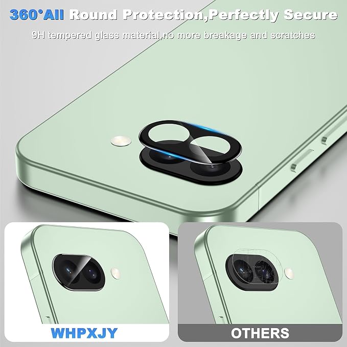 WHPXJY 2026 New Upgrade for 3 Pack Google Pixel 10A Camera Lens Protector-Tempered Glass Cover, 9H+ Shatterproof/Anti-Scratch/Maintains Original Clarity/Easy to Install - Image 2