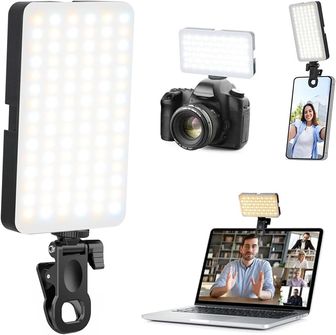 Portable Selfie Light for iPhone: 90 LED Rechargeable Phone Fill Lights, Ring Light for Camera Picture, Makeup Photo, Video Conferences, Laptop Use, Zoom Meetings, TikTok, Vlog Photography by Unknown