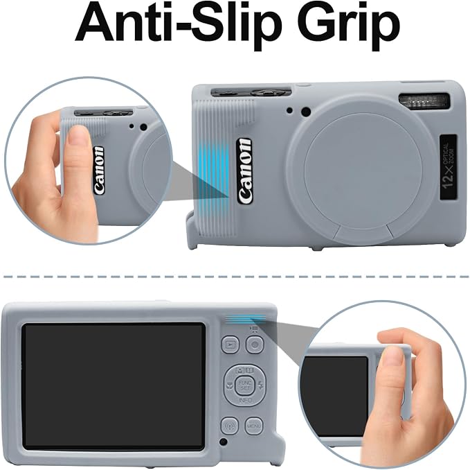 Easy Hood Camera Case for Canon ELPH 360/IXUS 285 HS/IXY 650 Camera,Grey | With Removable Lens Cover,Soft Silicone Protective Case,Anti-Scratch,Dustproof,Shockproof,Enhanced Grip,Camera Accessories - Image 4