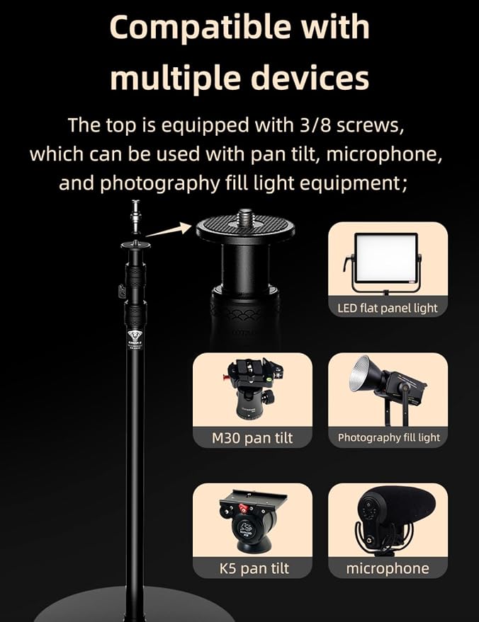 IFOOTAGE Cobra RB-A400,79" Round Base Monopod,Aluminum Photography Light Stand Flat Base for DSLR Camera, Light,Payload 22LBS(4 Pack) - Image 4