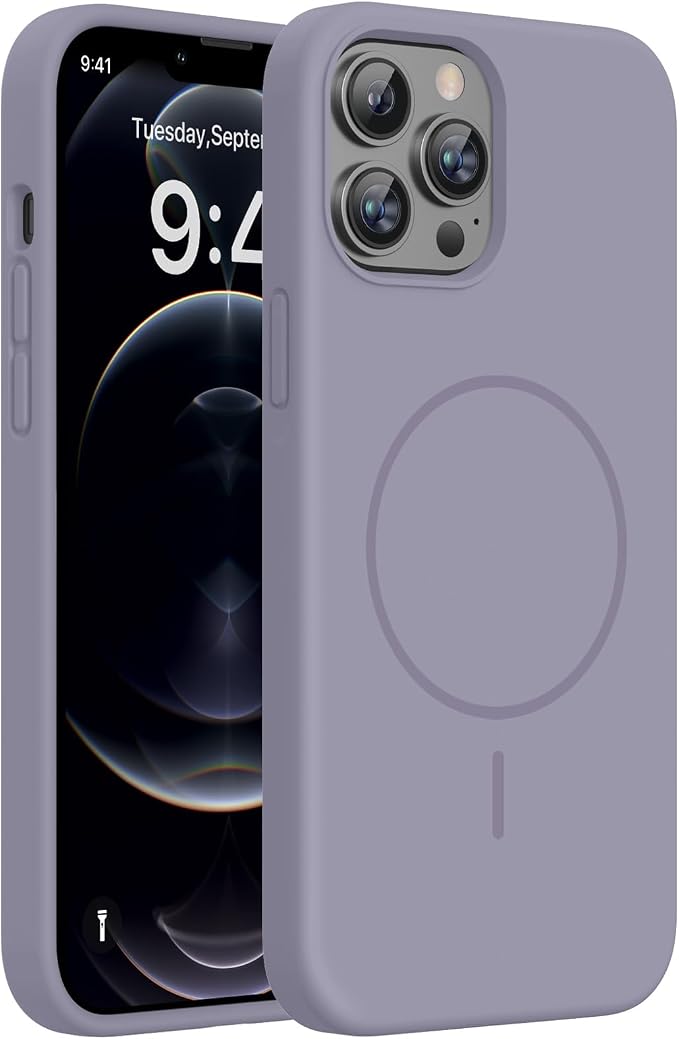Miracase Silicone & Magnetic for iPhone 12 Pro Max Case, Lavender Gray | Compatible with MagSafe, Soft Microfiber Lining, Premium Silicone Case Shockproof Drop Protection Phone Case for 12 Pro Max by Miracase