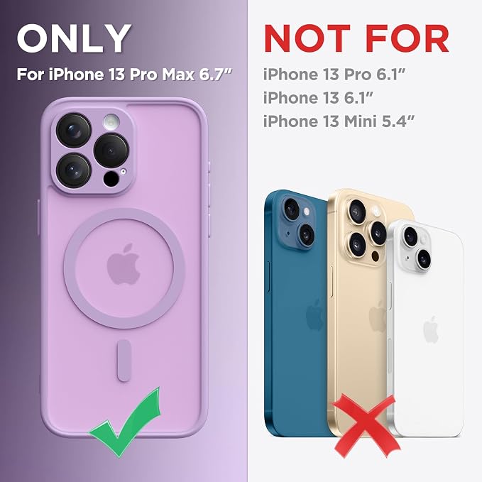 CAPRARO for iPhone 13 Pro Max Case, Compatible with MagSafe | Upgraded [Full Camera Protection] Shockproof Protective Slim Translucent Matte Magnetic Phone Case 6.7'', Elegant Purple - Image 2
