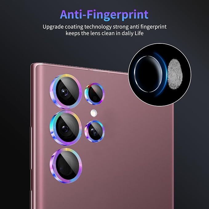 Camera Lens Protector for Samsung Galaxy S22 Ultra,1 Pack | Tempered Metal Glass Camera Cover, HD Clear Anti-Scratch Lens Screen Protector Film,Case Friendly,Colorful Titanium - Image 6
