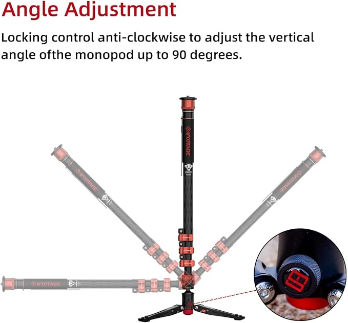 IFOOTAGE Cobra 3 C180F,Camera Monopod with Tripod Base,Carbon Fiber Professional Video Monopod,Suitable for SLR Cameras and Camcorders(71") - Image 3