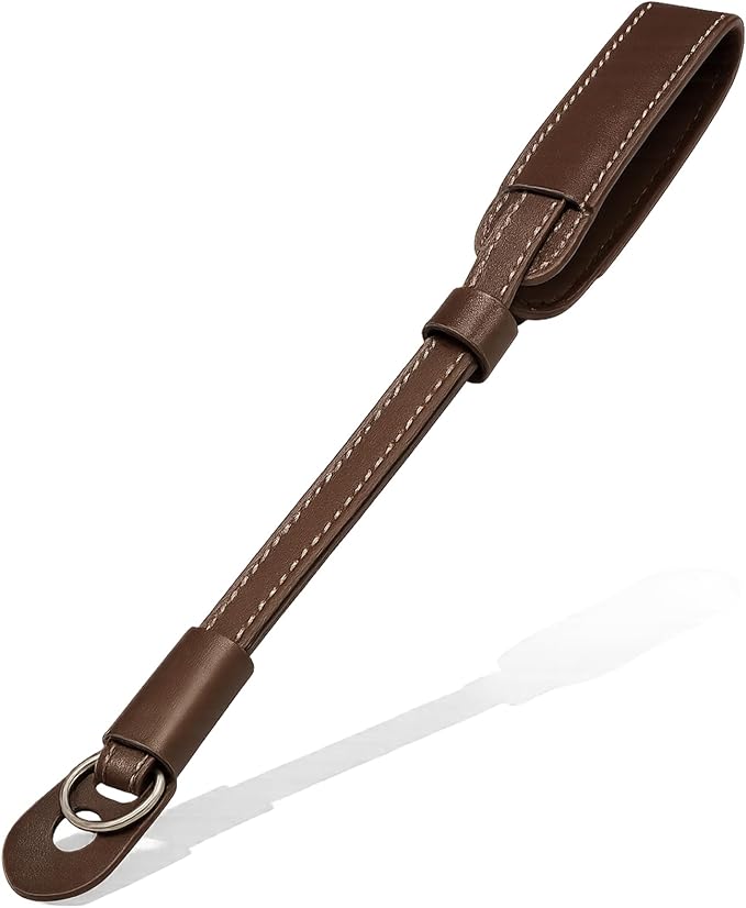 Vintage Brown Leather Camera Wrist Strap – Adjustable Safety Hand Strap for DSLR, SLR, and Mirrorless Cameras (Compatible with Fujifilm X Series and Compact Models) by Unknown