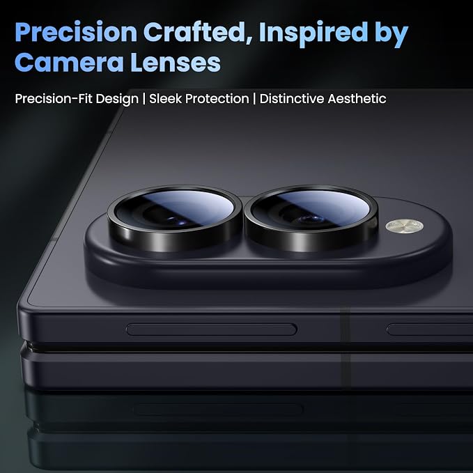 Uyiton for Samsung Galaxy Z Fold 8 Camera Lens Protector - Black | Military-Grade Sapphire Glass Rear Camera Screen Cover - Strong Adsorption Ultra HD Clear Lens Protector - Image 3