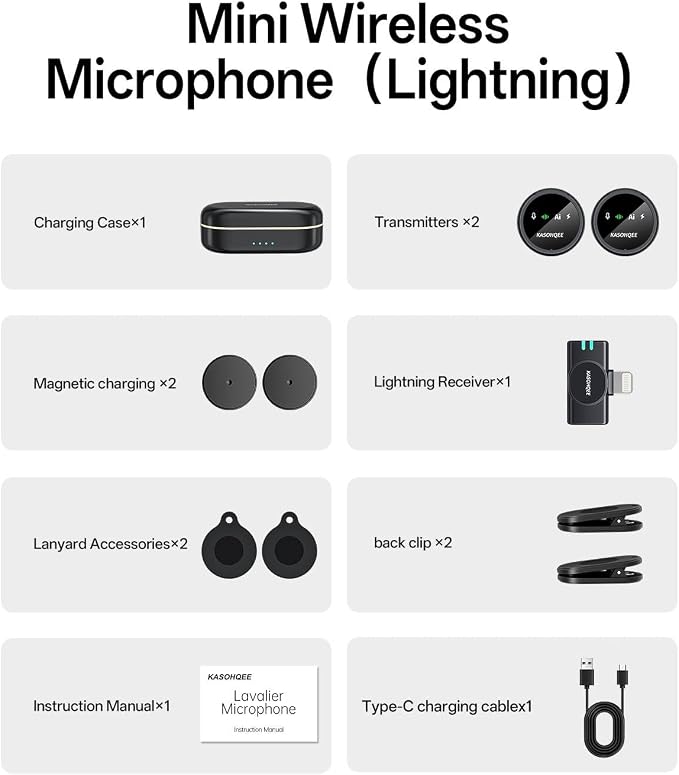 Wireless Lavalier Microphone for iPhone 17/16/15/14, iPad & Android, Magnetic Clip-on Mini Mic with Charging Case,30H Playtime Plug-Play Lapel Lavalier Mic for Vlog TikTok, AI Noise Reduction - Image 9