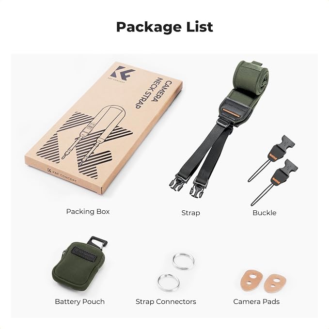 K&F CONCEPT Camera Neck Strap | Soft Neoprene, Adjustable Shoulder Belt, Zipped Pocket, Compatible with Sony/Canon/Nikon/Fuji DSLR SLR Mirrorless - Image 10