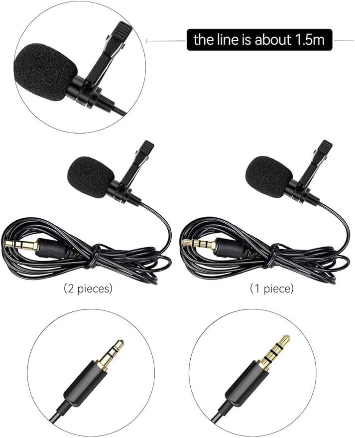 Lavalier Clip on Microphone, Portable Lav Mic for Android Smartphone Camera Podcast Laptop, Hands Free Recording Mic for YouTube,Interview,Video (3 Packs) - Image 2