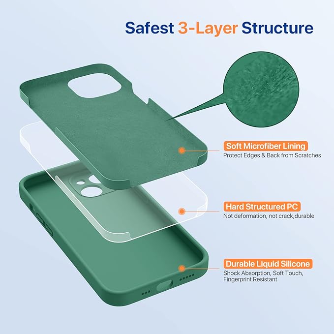 Miracase Silicone for iPhone 14 Case, Acacia Green | Soft Anti-Scratch Microfiber Lining, Premium Silicone Cover Shockproof Drop Protection Phone Case for 14 - Image 4