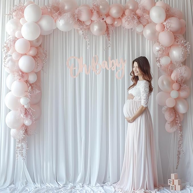 ESGOTBME 20x10ft Wrinkle Free White Backdrop Curtain for Parties Soft Fabric Drapes Wedding White Curtain Backdrop for Birthday Party Decorations Background for Photography 5x10ft, 4 Panels - Image 7
