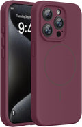 miracase Magnetic for iPhone 15 Pro Max Case, [Soft Anti-Scratch Microfiber Lining], Compatible with MagSafe, Liquid Silicone Case Shockproof Drop Protection Phone Case for 15 ProMax, Wine Red by Miracase
