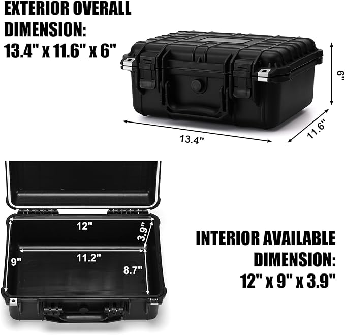 Mayouko 13.4" Waterproof Plastic Toolbox with Foam Insert, 13.4" x 11.6" x 6", IP67 Lockable Storage Box, Customizable Foam, Shockproof Hard Case Weatherproof Container, Protective Hard Camera Case - Image 3