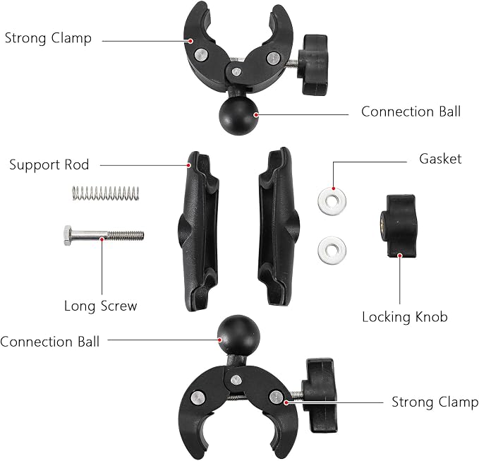 Foraineam Double Mount Camera Clamp Bracket, Umbrella Mount Motorcycle Bike Handlebar Clamps, Super Clamp Monitor Magic Arm, Crab Plier Clip for Desktop, Wagon, Selfie Stick, Photo Studio Light Stand - Image 8