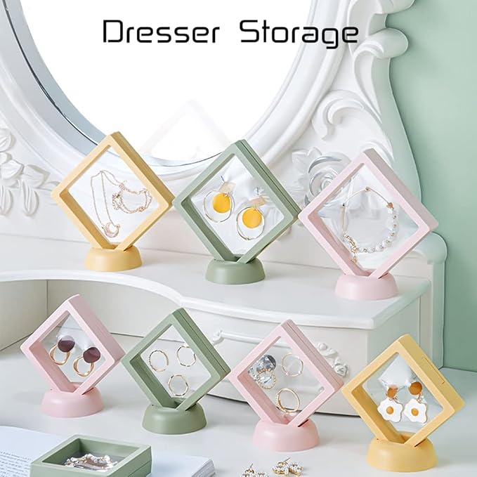 6 PCS 3D Floating Frame Display Holder Stands, Coins Display Case Travel Portable PE Film Jewelry Storage Box Transparent Display Organizer for Challenge Coins, AA Medallions, Gems 2.7/4.33 IN (2.7in) - Image 5