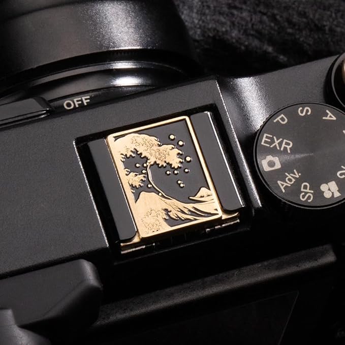 Wave Art Metal Hot Shoe Cover for Fujifilm X100VI for Nikon for Leica | Brass wave pattern protects the hot shoe from dust and scratches For Fujifilm X100VI XT30 III For Nikon For Leica For Lumix - Image 4