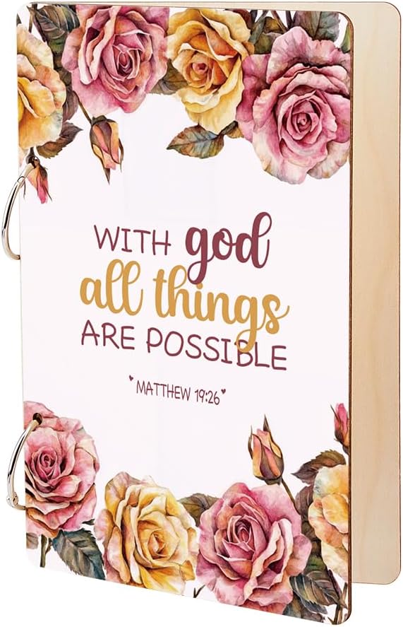 SUPERDANT With God All Things Are Possible Greeting Card Holder Organizer Wooden Card Keeper Binder Planning Book Birthday Cards Keeper Photo Album Graduation Wedding Planner Journal Keepsake Gift by SUPERDANT